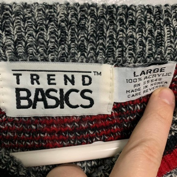 Stylish Red and Black Geometric Sweater - Picture 3 of 5